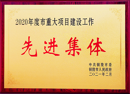 安徽富樂(lè)德長(zhǎng)江半導(dǎo)體材料股份有限公司榮獲2020年度銅陵市重大項(xiàng)目建設(shè)工作先進(jìn)集體獎(jiǎng)牌