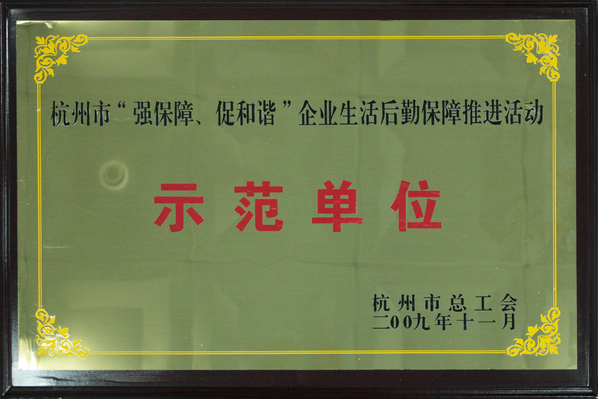 2009年度杭州市“強(qiáng)保障、促和諧”企業(yè)生活后勤保障推進(jìn)活動(dòng)示范單位